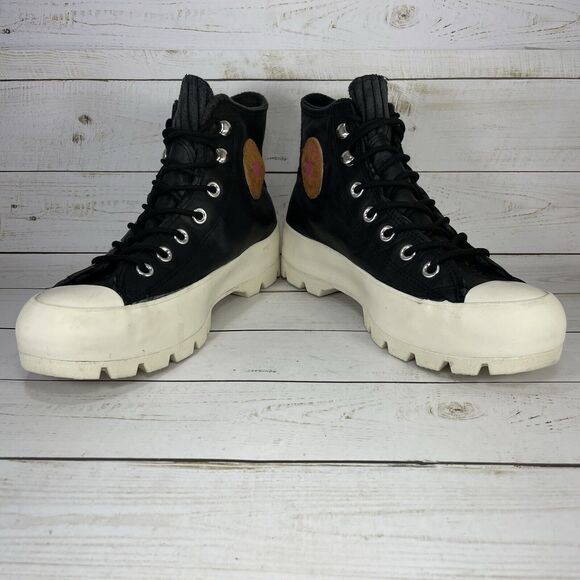 Converse Chuck Taylor All Star Lugged Womens Size 6 Black Leather Chunky - Picture 2 of 11
